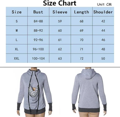 Vista 6 de Sudadera con capucha de canguro de maternidad multifunción 3 en 1 para mujer para bebé y madre