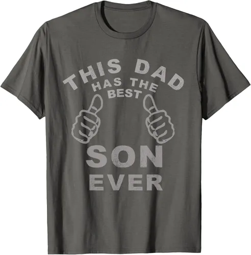 Vista 45 de Camiseta con texto en inglés "This Dad Has the Best Son Ever", regalo del día del padre, Negro