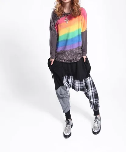 Vista 5 de ellazhu Pantalones de harén casuales para mujer, con cintura baja, bolsillos con estampado a cuadros, para hip hop, pantalones de yoga GY206 A