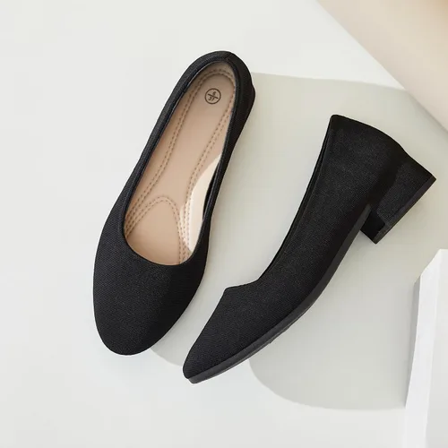 Vista 8 de ALTOCIS Zapatos de tacón grueso de bloque bajo para mujer, elegantes zapatos cerrados con punta redonda y plataforma baja para oficina