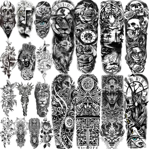 Vista 3 de COKTAK 6 Piezas/Lote Adhesivos Temporales Únicos de Henna Negra para Adultos, Mujeres, Niñas, Pluma, Mandala, Flor, Arte Corporal, Tatuajes Grandes