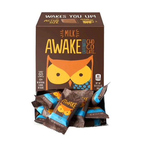 Vista 4 de Awake - Barras energéticas de chocolate con cafeína (Chocolate amargo con menta, 50 unidades (Paquete de 1))