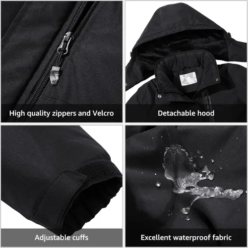 Vista 7 de CAMELSPORTS Chaqueta impermeable de esquí de montaña para mujer, con forro polar, impermeable, resistente al viento, con capucha para otoño e