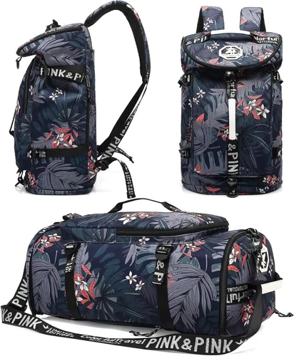 Vista 10 de Mochila de gimnasio de color sólido con compartimento para zapatos, bolsa para lucha libre, con 4 métodos de espalda impermeables para viajes