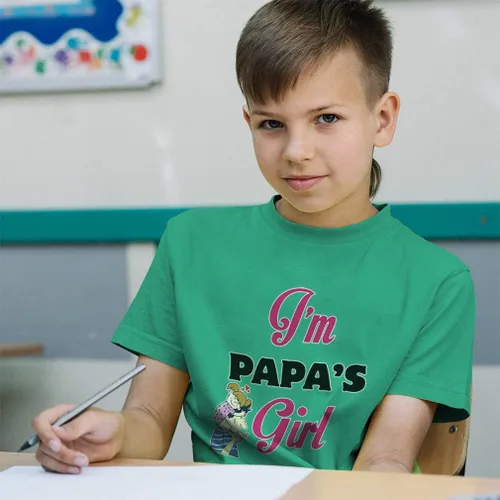 Vista 4 de Camiseta para niños pequeños con texto en inglés "I Papa's Girl" Dad Father's Day B Best Dad Boy & Girl Clothing