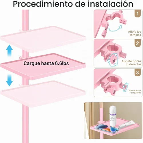 Vista 6 de Mznoo Luz de pestañas con bandeja de herramientas, luz de luna LED de Rosa