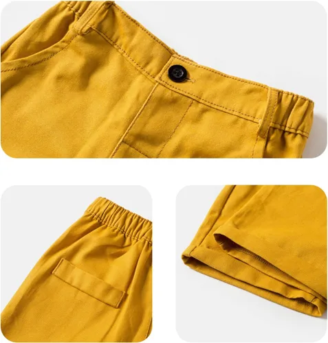 Vista 6 de Volunboy Conjunto de pantalón corto formal para bebé, traje de caballero de verano para niño, camisa con corbatín y pantalones cortos con tirantes