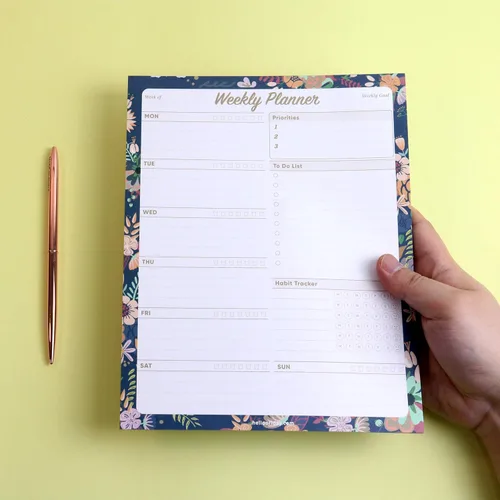 Vista 8 de Oriday Planificador semanal organizador de tareas, 52 hojas sin fecha de planificación extraíble (7.8 x 10 pulgadas, flor oscura)