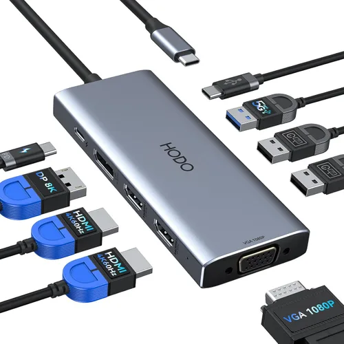 Vista 19 de Adaptador multipuerto USB-C para MacBook Air/Pro - Dongle HDMI 6 en 1 con puertos 4K, USB 3.0, lector de tarjetas SD/TF para MacBook M1/m2/m3/m4