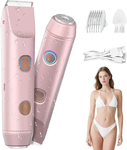 Vista 8 de Recortadora de bikini para mujer – Maquinilla de afeitar eléctrica de doble cabeza, IP67 impermeable USB-C recargable para línea de bikini, axilas
