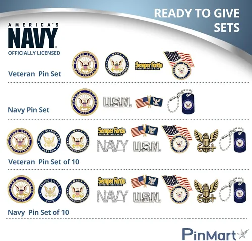 Vista 4 de PinMart Pin de solapa con licencia oficial de la Marina de los Estados Unidos – Pin de emblema militar de la Marina de los Estados Unidos – Broche