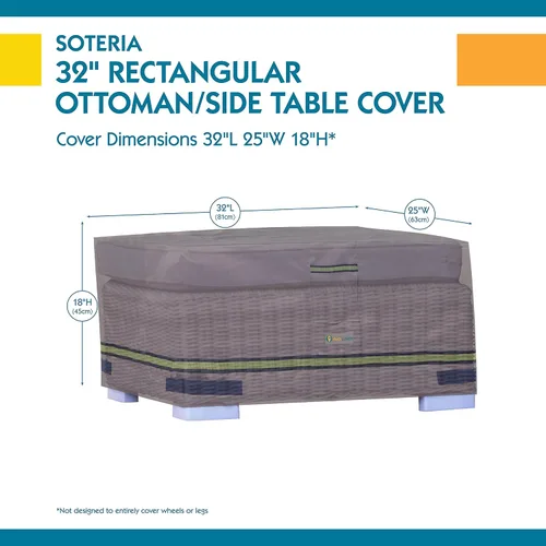 Vista 8 de DUCKCOVERS Soteria - Funda rectangular impermeable para mesa auxiliar/otomana de 32 pulgadas, para exteriores