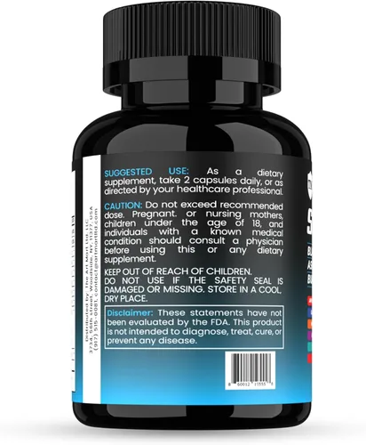 Vista 7 de Musgo marino con aceite de semilla negra, vitamina C, Ashwagandha y cúrcuma para apoyo inmunológico y energía, 60 cápsulas veganas + pastillero