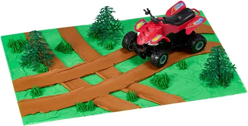 Vista 6 de DecoPac Decoración para tartas de ATV, 4 piezas para decoración de tartas, vehículos todo terreno y árboles, decoración de pasteles para cumpleaños