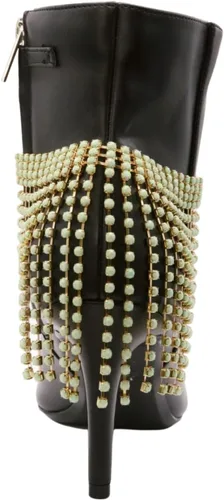 Vista 5 de Pulsera de botas de moda occidental para mujer, cadena de metal dorado brillante, cuentas de color verde azulado y menta