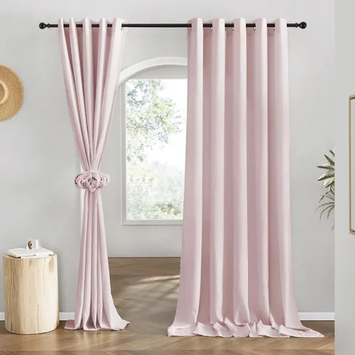 Vista 155 de NICETOWN - Cortinas de lino angora para ventana de cocina sobre el fregadero, con ojales, lino grueso angora, tratamientos cortos para ventanas