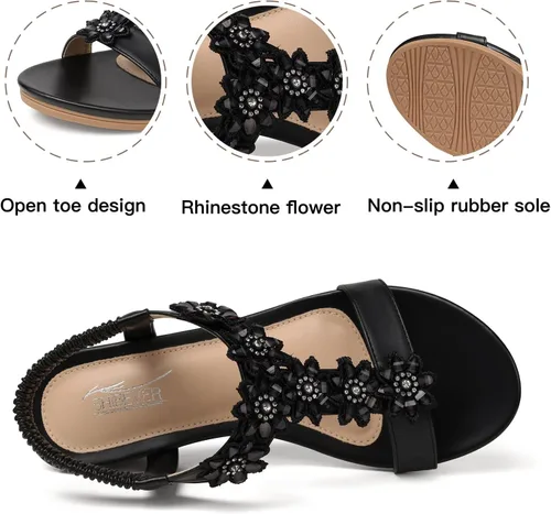Vista 2 de SHIBEVER Sandalias de cuña para mujer de vestir plataforma de verano cómoda sandalias bajas para mujer