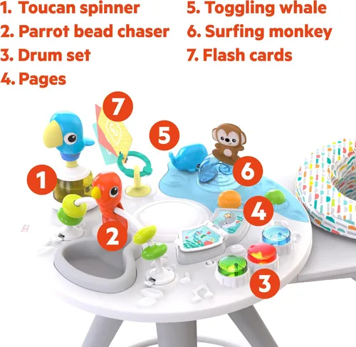 Vista 6 de Bright Starts Around We Go 2-in-1 Walk-Around Baby Activity Center & Table, Playful Paradise, Age 6 Months and up