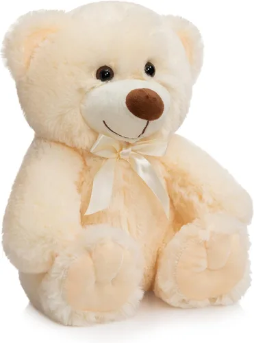 Vista 8 de Oso de peluche súper color, juguete de peluche para niños, novia, familia, felicitaciones, baby shower, cumpleaños, beige, 14 pulgadas