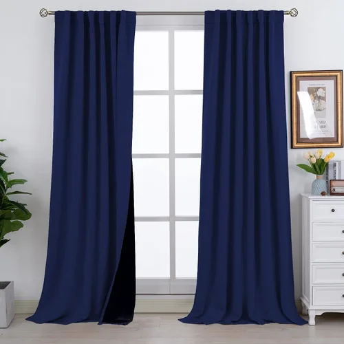 Vista 191 de BGment Cortinas 100% opacas beige de 63 pulgadas de largo con forro aislante térmico, bolsillo para varilla y lengüeta trasera de doble capa