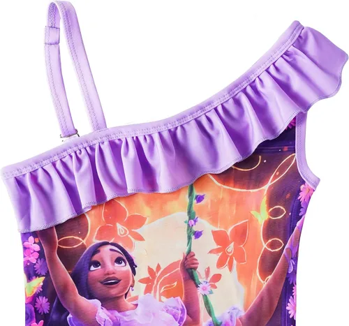 Vista 3 de NIUJNE Girls Bathing Swimsuit Toddler Suit Ruffle Butt Princess 1 Shoulder One Piece Girl Swimwear for Summer Beach