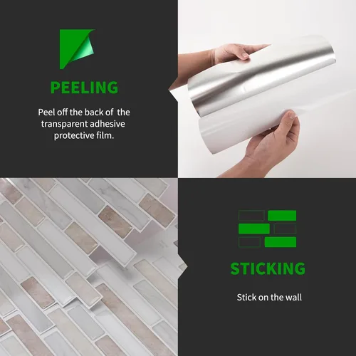 Vista 3 de LONGKING Protector contra salpicaduras de mármol despegable y adhesivo de 10 hojas para cocina, protector contra salpicaduras de azulejos