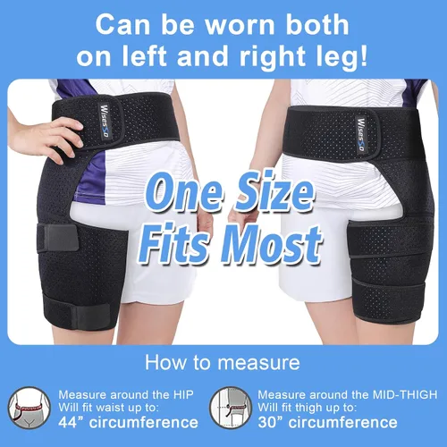 Vista 3 de Soporte de cadera para la ingle, para aliviar el dolor de ciática, azul Thigh Support for Groin, Thigh, Hamstring, Pulled Muscle Injury, Sciatic