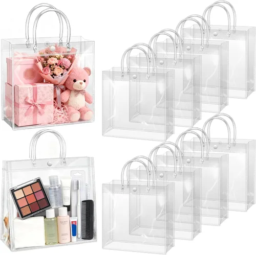 Vista 16 de BadenBach - 24 bolsas pequeñas de regalo transparentes con asas, 5.1 x 5.9 x 2.8 pulgadas, mini bolsa de plástico transparente para fiesta, bolsa