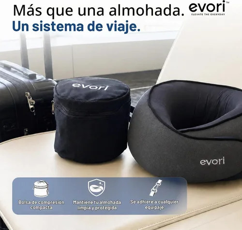 Vista 5 de evori Memory Foam Travel Neck Pillow, 360° Support for Airplane & Car