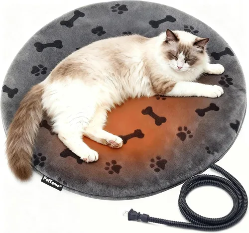Vista 10 de Almohadilla térmica para mascotas para gatos y perros, interior y exterior, impermeable, con calefacción, cama para perros, cable resistente a