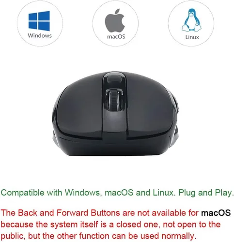Vista 7 de Mouse óptico inalámbrico de 2,4 G, ahorro de energía, 5 DPI, 6 botones para PC y portátil
