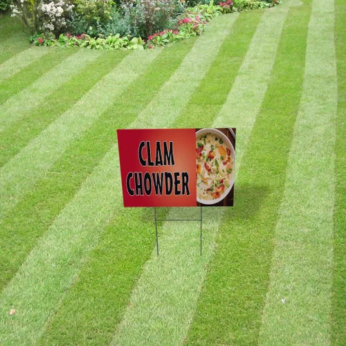 Vista 4 de Fastasticdeals Señal de patio resistente a la intemperie Sopa de almejas Publicidad al aire libre Impresión C Red Lawn Garden Restaurantes 18x12