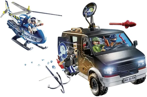 Vista 5 de Playmobil Persecución en helicóptero con furgoneta fugitiva