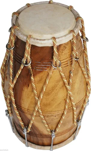 Vista 3 de CUERDA DE TAMBOR ESPECIAL DHOLAK + PERNO AJUSTADO~ POLIDO DE COLOR MADERA NATURAL ~ HECHO A MANO INDIO