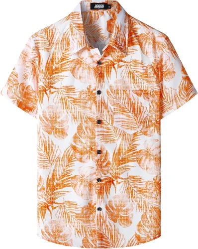 Vista 9 de JOGAL - Camisa hawaiana floral para hombre con bolsillo frontal, estilo Aloha casual Verde Aqua