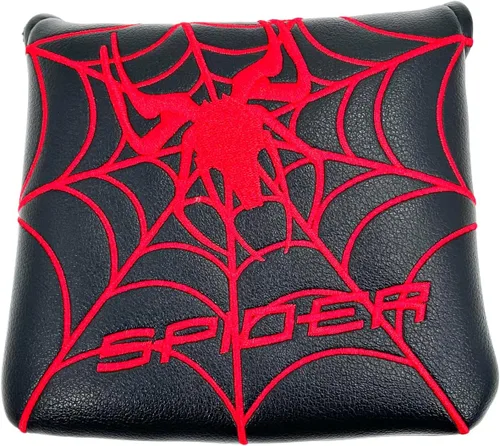 Vista 5 de Negro con araña roja bordado Golf Club Square Mallet Putter cubierta magnética Golf Headcover