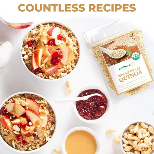 Vista 9 de Healthworks Superfoods Quinoa orgánica de grano entero blanco crudo, 80 onzas / 5 libras, proteína, fibra y hierro, origen peruano, sustituto