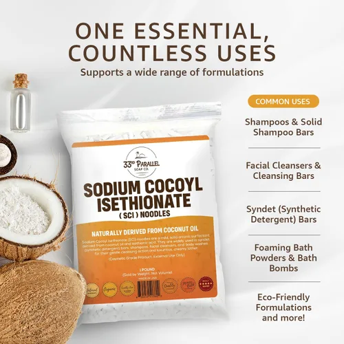 Vista 2 de Fideos de isetionato de cocoilo de sodio (SCI) (8 onzas) Limpiador natural suave a base de coco, surfactante sin sulfato para barras de champú