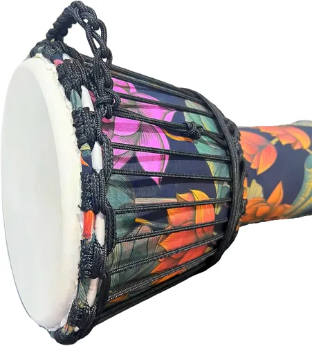 Vista 4 de Tambor africano de percusión, hecho a mano, cabeza de piel de oveja, estilo nacional