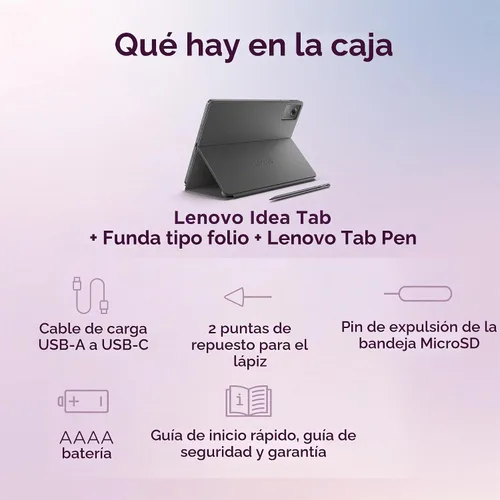 Vista 9 de Lenovo Idea Tab - Tableta para la Universidad - Pantalla IPS táctil de 11" 2.5K - 90Hz - MediaTek Dimensity 6300 - 4 GB de memoria - 128 GB