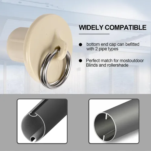 Vista 5 de Paquete de 3 tapas universales con anillo de tracción, piezas de repuesto para persianas enrollables para exteriores e interiores (beige)