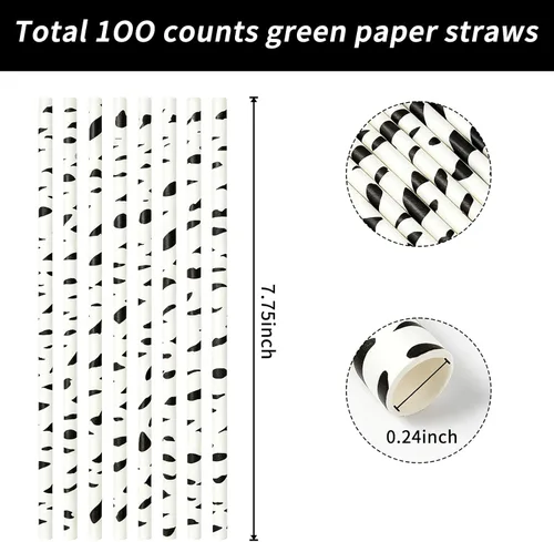 Vista 3 de Paquete de 100 pajitas de papel biodegradable de corteza de abedul para cumpleaños, bodas, baby showers, ciberfestividades, celebraciones y fiestas