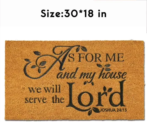 Vista 6 de Tapete de fibra de coco para exteriores para la entrada del hogar, As FOR ME and My House We Will Serve The Funny Doormats, felpudo de puerta