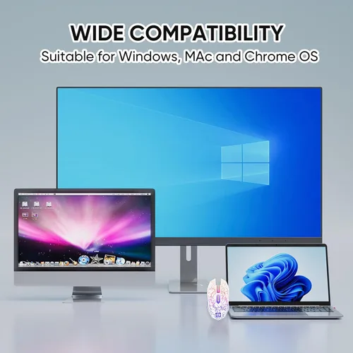 Vista 7 de MELOGAGA Ratón Bluetooth inalámbrico para juegos, 2.4G inalámbrico RGB recargable juego de PC ratón ratón ratón de computadora para computadora