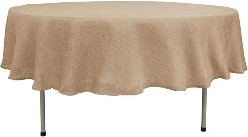 Vista 7 de Efavormart Mantel Redondo de Arpillera Sintética de Yute Natural de 90 Pulgadas - Cubierta de Mesa Rústica Boho Chic Estilo Granja para Navidad