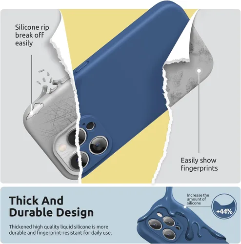 Vista 5 de SURPHY Funda diseñada para iPhone 15 Pro Max con protector de pantalla y cordón, correa de teléfono y funda de silicona líquida para teléfono