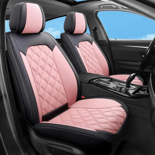 Vista 11 de Juego completo de 5 fundas de asiento de automóvil, fundas de asiento impermeables de cuero para autos, SUV, camiones, transpirables