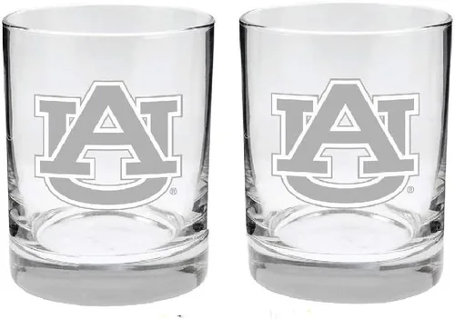 Vista 25 de Alabama - Juego de 2 vasos de cristal grabado satinado de 2 caras Marea carmesí de Alabama