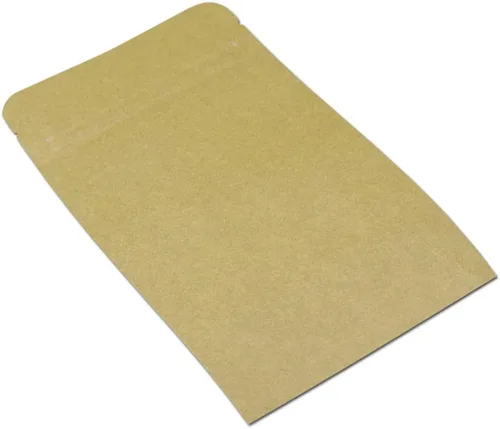 Vista 4 de Bolsa de Mylar de papel de estraza interior resellable con cierre de cremallera, bolsas de pie para embalaje con cremallera, candado de caramelo