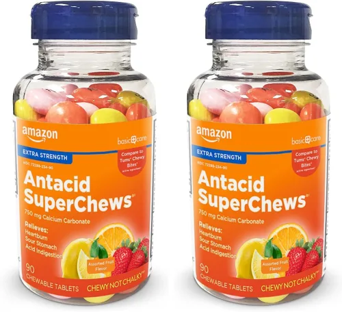 Vista 5 de Amazon Basic Care Extra Strength Antacid SuperChews Surtido de frutas 90 ct (anteriormente SoundHealth)